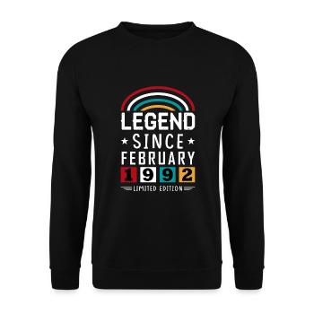1992 Legend Since Birthday Gift February - Unisex Sweatshirt - black - Front - Alina (178cm) & Michal (187cm)