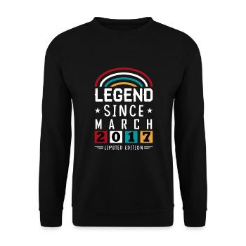2017 Legend Since Birthday Gift March - Unisex Sweatshirt - black - Front - Alina (178cm) & Michal (187cm)