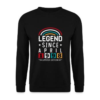1998 Legend Since Geburtstag Geschenk April - Unisex Pullover - Schwarz - Vorne - Alina (178cm) & Michal (187cm)