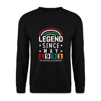 1991 Legend Since Birthday Gift May - Unisex Sweatshirt - black - Front - Alina (178cm) & Michal (187cm)