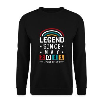 2011 Legend Since Birthday Gift May - Unisex Sweatshirt - black - Front - Alina (178cm) & Michal (187cm)