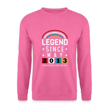 2013 Legend Since Geburtstag Geschenk Mai - Unisex Pullover - Pink - Vorne