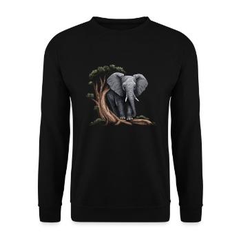 Elephant Africa Asia Animal - Unisex Sweatshirt - black - Front - Alina (178cm) & Michal (187cm)