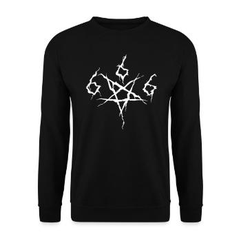 666 Pentagram - Unisex Pullover - Schwarz - Vorne - Alina (178cm) & Michal (187cm)