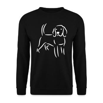 Beagle Zeichnung in weiß - Unisex Pullover - Schwarz - Vorne - Alina (178cm) & Michal (187cm)