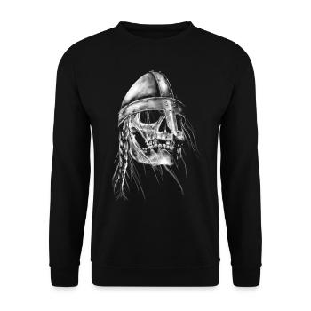 Viking Skull - Unisex Sweatshirt - black - Front - Alina (178cm) & Michal (187cm)