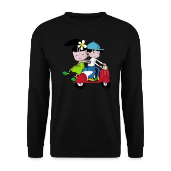Scooter Couple – Journey with Moped - Unisex Sweatshirt - black - Front - Alina (178cm) & Michal (187cm)