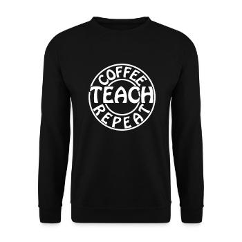 Coffee Teach Repeat Teacher - Unisex Sweatshirt - black - Front - Alina (178cm) & Michal (187cm)