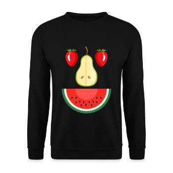 Erdbeere Birne Wasser Melone Gesicht Frucht - Unisex Pullover - Schwarz - Vorne - Alina (178cm) & Michal (187cm)