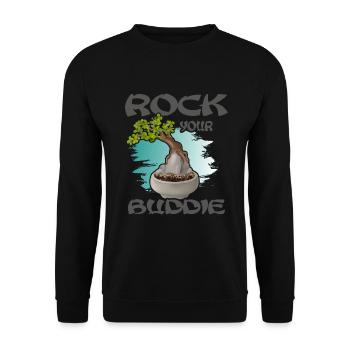 BONSAI-Baum auf dem Stein Yamadori Bonsaimeister - Unisex Pullover - Schwarz - Vorne - Alina (178cm) & Michal (187cm)