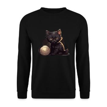 Mignon bébé chat avec boule de chaton de laine - Sweat-shirt Unisexe - noir - Devant - Alina (178cm) & Michal (187cm)