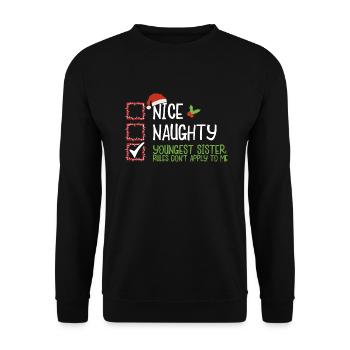 Christmas Sister Nice Naughty Youngest Sister - Unisex Sweatshirt - black - Front - Alina (178cm) & Michal (187cm)