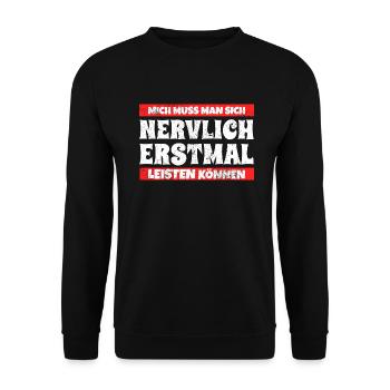 Lustiger Spruch Humor Sarkasmus Ironie Witzig - Unisex Pullover - Schwarz - Vorne - Alina (178cm) & Michal (187cm)