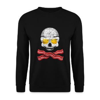 Skull: Bacon & Eggs funny pirate gift idea - Unisex Sweatshirt - black - Front - Alina (178cm) & Michal (187cm)