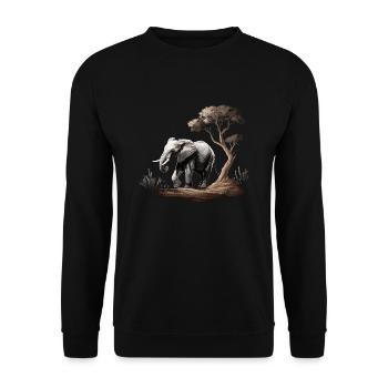 Eléphant Afrique Asie Animal - Sweat-shirt Unisexe - noir - Devant - Alina (178cm) & Michal (187cm)