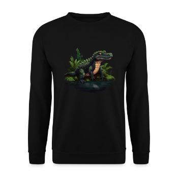 Krokodil Alligator Kaiman Reptil - Unisex Pullover - Schwarz - Vorne - Alina (178cm) & Michal (187cm)