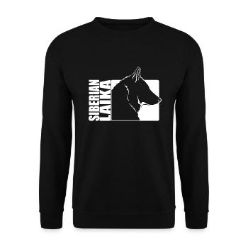 Siberian Laika Profil Hunde Hund Wilsigns - Unisex Pullover - Schwarz - Vorne - Alina (178cm) & Michal (187cm)