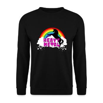 Damen chemise en métal lourd Unicorn Einhorn Regenbogen - Sweat-shirt Unisexe - noir - Devant - Alina (178cm) & Michal (187cm)