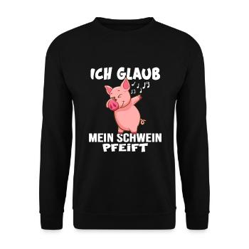 landleben schweinezucht dorfkind schwein pfeift - Unisex Pullover - Schwarz - Vorne - Alina (178cm) & Michal (187cm)