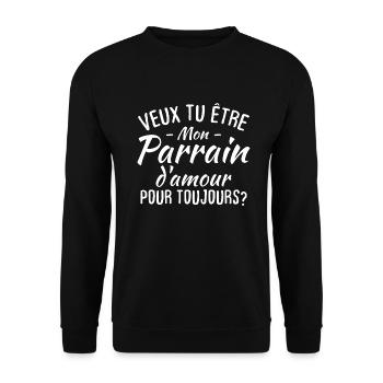 Veux tu être mon parrain d'amour pour toujours? - Sweat-shirt Unisexe - noir - Devant - Alina (178cm) & Michal (187cm)