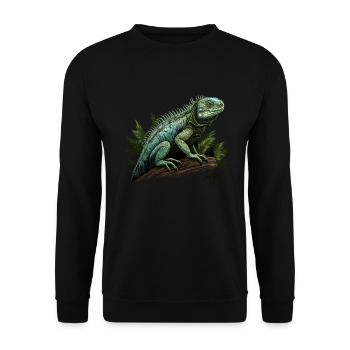 iguana branch reptiles green iguana - Unisex Sweatshirt - black - Front - Alina (178cm) & Michal (187cm)