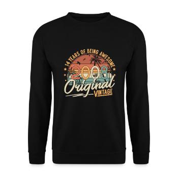 2008 Jahrgang geboren Vintage 14 Geburtstag Retro - Unisex Pullover - Schwarz - Vorne - Alina (178cm) & Michal (187cm)