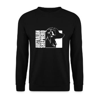 Australian Shepherd Profil Hunde Hütehund Wilsigns - Unisex Pullover - Schwarz - Vorne - Alina (178cm) & Michal (187cm)