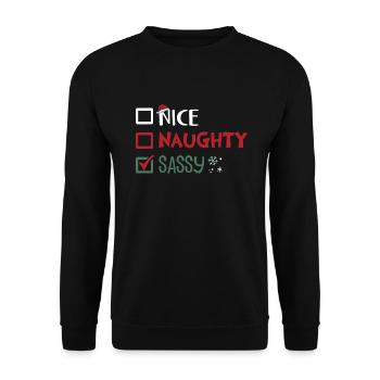 Christmas Funny Witty Humor Nice Naughty Sassy - Unisex Sweatshirt - black - Front - Alina (178cm) & Michal (187cm)