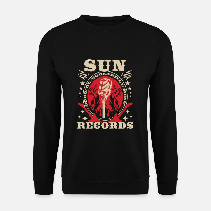 Rockabilly Records Rock Music Gitarre Geschenk - Unisex Pullover - Schwarz
