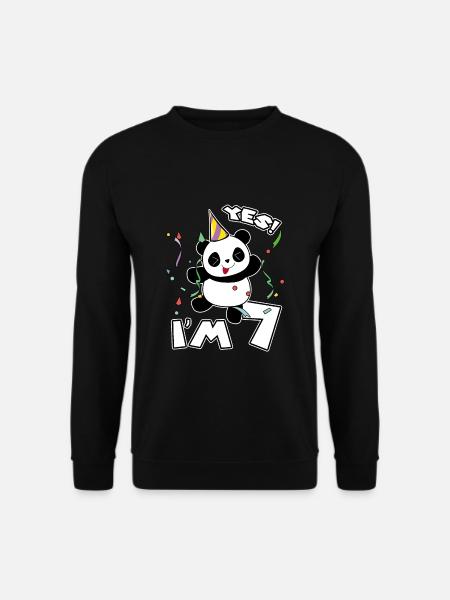 7. Geburtstag Panda Party Ich bin 7 Jahre Geschenk - Unisex Pullover - Schwarz