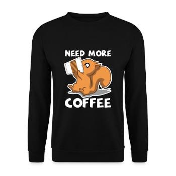 Lustiges Eichhörnchen Braucht Mehr Kaffee Geschenk - Unisex Pullover - Schwarz - Vorne - Alina (178cm) & Michal (187cm)