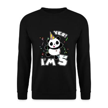 5. Fête d’anniversaire Panda Je suis 5 ans cadeau - Sweat-shirt Unisexe - noir - Devant - Alina (178cm) & Michal (187cm)