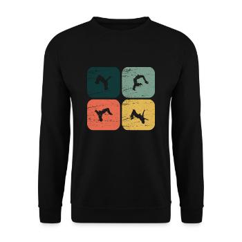 Retro Backflip Parkour Freerun Sport Geschenk - Unisex Pullover - Schwarz - Vorne - Alina (178cm) & Michal (187cm)