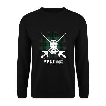 Fechten, Fechter, Fechtmaske, Degen, Geschenk - Unisex Pullover - Schwarz - Vorne - Alina (178cm) & Michal (187cm)