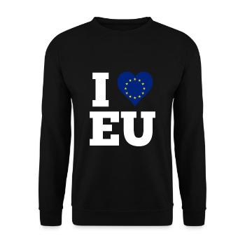 I Love The EU Europe Flag Love Heart Gift - Unisex Sweatshirt - black - Front - Alina (178cm) & Michal (187cm)