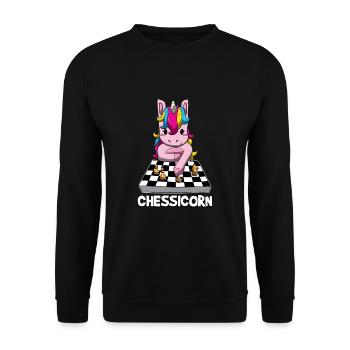 Chessicorn Funny Unicorn Chess Playing Girl Gift - Unisex Sweatshirt - black - Front - Alina (178cm) & Michal (187cm)