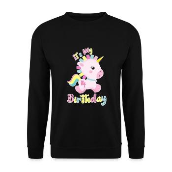 C'est mon 4ème anniversaire bébé cadeau de licorne - Sweat-shirt Unisexe - noir - Devant - Alina (178cm) & Michal (187cm)