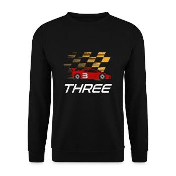 3rd Birthday Racing Car Gift 3 Years Race Driver - Unisex Sweatshirt - black - Front - Alina (178cm) & Michal (187cm)