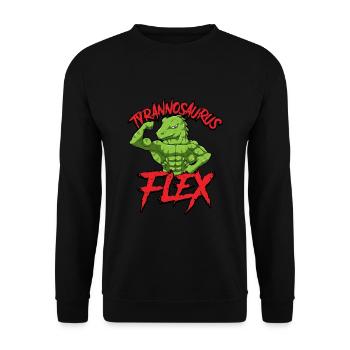 Fitness Gym Sport Power Lifting Tyrannosaurus Flex - Unisex Pullover - Schwarz - Vorne - Alina (178cm) & Michal (187cm)