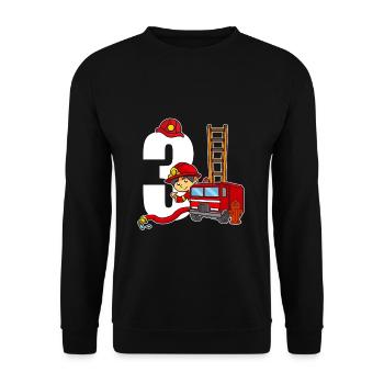 3 ans vieux pompier 3e anniversaire pompiers - Sweat-shirt Unisexe - noir - Devant - Alina (178cm) & Michal (187cm)