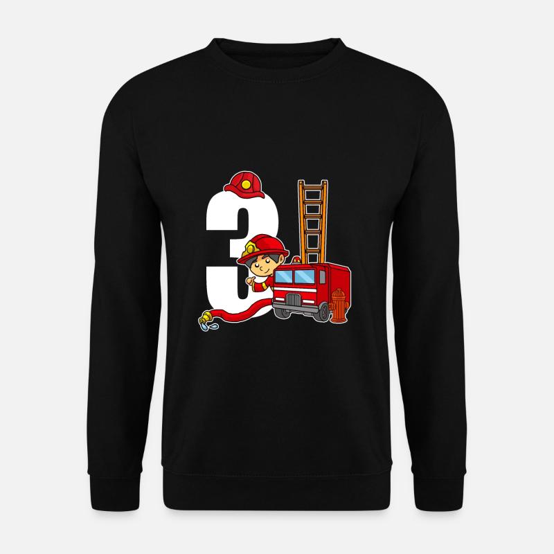 3 Jahre Alt Feuerwehrmann 3. Geburtstag Feuerwehr - Unisex Pullover - Schwarz