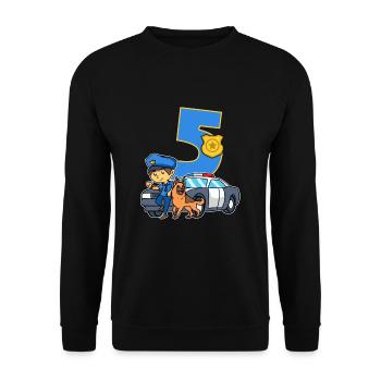 5. Geburtstag Polizei Polizeiauto 5 Jahre Polizist - Unisex Pullover - Schwarz - Vorne - Alina (178cm) & Michal (187cm)