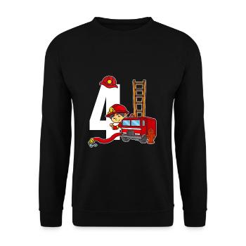 4 ans vieux pompier 4e anniversaire pompiers - Sweat-shirt Unisexe - noir - Devant - Alina (178cm) & Michal (187cm)