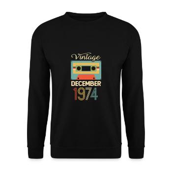 Cadeau 45 ans 1974 Décembre 45 ans - Sweat-shirt Unisexe - noir - Devant - Alina (178cm) & Michal (187cm)