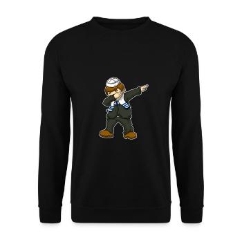 Jewish Bar Mitzvah Boy Dabbing Happy Hanukah - Unisex Sweatshirt - black - Front - Alina (178cm) & Michal (187cm)