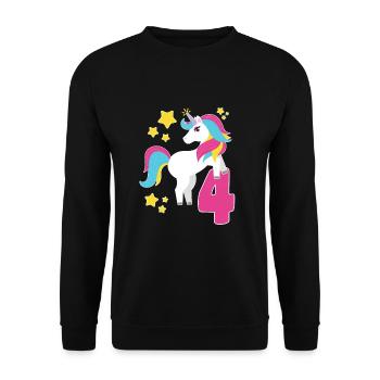 4e anniversaire Licorne Je suis Déjà 4 Cadeau - Sweat-shirt Unisexe - noir - Devant - Alina (178cm) & Michal (187cm)
