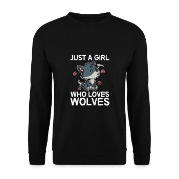 Just A Girl Who Loves Wolves Wolf Costume - Sweat-shirt Unisexe - noir - Devant - Alina (178cm) & Michal (187cm)
