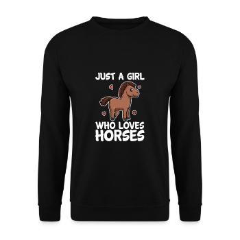 Just A Girl Who Loves Horses Pferd Pferde Kostüm - Unisex Pullover - Schwarz - Vorne - Alina (178cm) & Michal (187cm)