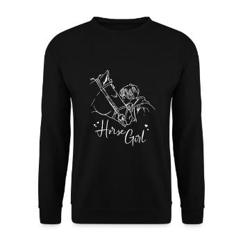 Horse Girl Pferde Geschenk Pferdebesitzer Reiterin - Unisex Pullover - Schwarz - Vorne - Alina (178cm) & Michal (187cm)