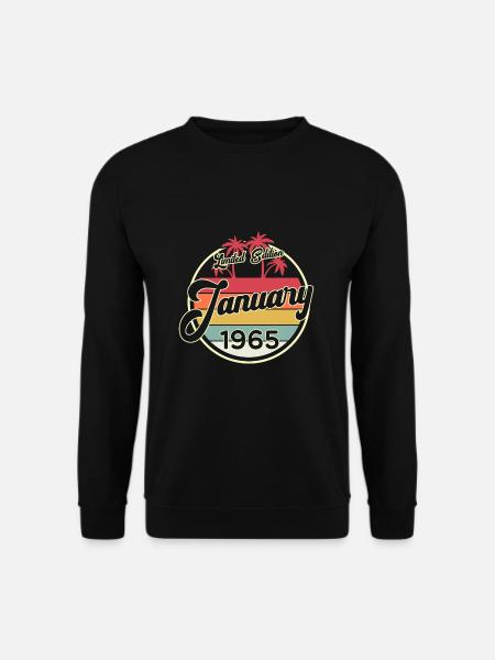 Vintage 80s January 1965 55th Birthday Gift Idea - Unisex Sweatshirt - black